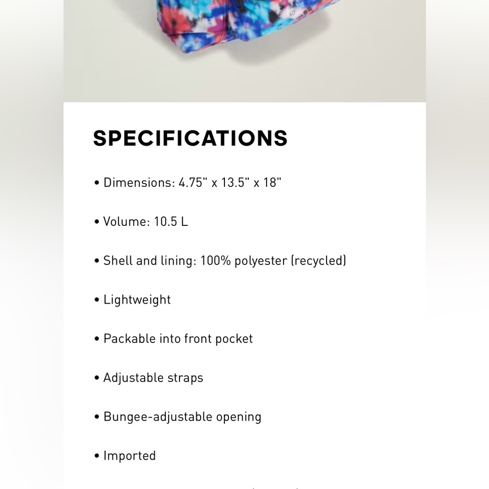 Adidas Stella McCartney backpack bag Floral NWT packable - Picture 5 of 6